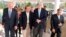 Prime minister Nawaz Sharif, second from left, walks along with then-U.S. Senators John Kerry, Joseph Biden, Chuck Hegel and his party president Shahbaz Sharif, Lahore, Feb 18, 2008 file photo.