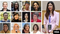 شهره بیات (عکس بزرگ) در کنار سایر برندگان جایزه سال وزارت خارجه آمریکا