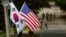 韩国与美国国旗 