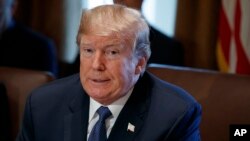 Presiden Amerika Serikat Donald Trump dalam rapat Kabinet di Gedung Putih, Washington D.C.,1 November 2017.