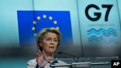 우르줄라 폰데어라이엔 EU 집행위원장이 10일 벨기에 브뤼셀에서 기자회견을 했다.