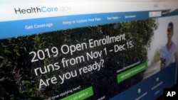 The HealthCare.gov website on a computer screen in New York, Oct. 23, 2018. A U.S. federal judge Friday ruled the Affordable Care Act unconstitutional.