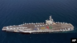 Kapal induk USS George H.W. Bush milik AS yang dikirim ke Teluk Persia. (Foto: Dok)