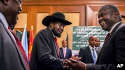 Shugaban kasar Sudan ta Kudu Salva Kiir, da shugaban adawar Riek Machar