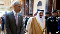 Le président américain Barack Obama et le roi Salman d'Arabie Saoudite, à Erga Palace à Ryad, mercredi le 20 avril 2016.
