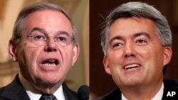 상원 외교위 민주당 간사인 밥 메넨데즈 의원과 코리 가드너 상원 동아태소위원장. 