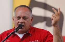 Venezuelan Socialist Party President Diosdado Cabello, speaks during a press conference in Catia La Mar in la Guaira, Venezuela, Aug. 19, 2019.