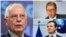 Combo photograph: Josep Borell, high representative of EU, Aleksandar Vucic, president of Serbia, Albin Kurti, prime minister of Kosova
