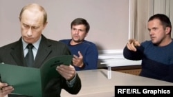 Collage of Vladimir Putin and Salisbury poisoning suspects Alexander Petrov and Roman Boshirov. Boshirov was recently revealed to be Anatoliy Chepiga, a GRU officer. 