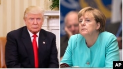 Donald Trump et Angela Merkel.