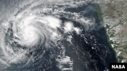 The Suomi NPP satellite captured this image of Cyclone Chapala on Oct. 29, 2015. The strengthening storm is moving at about 10 kilometers per hour and will likely make landfall in Yeman or Oman on Monday.