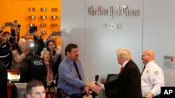 Trump au siège du New York Times, le 22 novembre 2016, New York. 