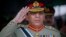 Pakistani Army Chief General Ashfaq Kayani salutes while reviewing the passing out parade of newly recruited soldiers during a ceremony in Quetta on October 11, 2011. About five thousand recruits were on Tuesday formally inducted into Pakistan Army after 