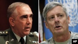 존 틸러리(왼쪽), 월터 샤프 전 주한미군사령부, 유엔군사령부, 미한연합사령부 사령관