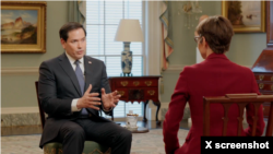 امریکی وزیر خارجہ مارکو روبیو کا انٹرویو سی بی ایس کی سابق صحافی کیتھرین ہیریچ لے رہی ہیں۔ یہ انٹرویو 20 فروری کو ایکس پر نشر ہوا۔ بشکریہ X