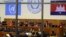 Extraordinary Chambers in the Courts of Cambodia, court officers of the U.N.-backed war crimes tribunal are seen through windows during a hearing of former Khmer Rouge top leaders in Phnom Penh, Cambodia, (File photo).