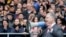 Ukrainian President Petro Poroshenko speaks to a crowd ahead of the presidential elections on upcoming April 21, at the Olympic stadium in Kyiv, April 14, 2019.
