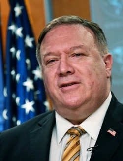 Menteri Luar Negeri Mike Pompeo berbicara selama konferensi pers di Departemen Luar Negeri, Rabu, 24 Juni 2020 di Washington. (Mandel Ngan / Pool via AP)