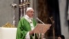 Pope Francis delivers his speech during a Mass for the closing of the synod of bishops in St. Peter's Basilica at the Vatican, Sunday, Oct. 28, 2018.