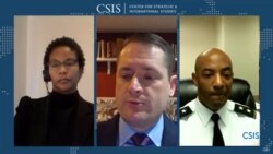 미 국방부가 최근 적성국들의 소형 무인기체계에 대처하는 첫 전략보고서를 발표한 가운데, 워싱턴의 민간연구단체인 전략국제문제연구소(CSIS)는 8일 이번 보고서를 토대로 구체적인 전략 추진방향 대한 화상대담을 개최했다. (왼쪽부터 니콜 토머스 미 국방부 합동 소형무인기 대처국 전략정책과장, 토머스 카라코 CSIS 미사일방어프로젝트 국장, 션 게이니 미 국방부 합동 소형 무인기 대처국장 (화면캡처).
