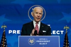 조 바이든 미국 대통령 당선인이 23일 델라웨어주 윌밍턴에서 기자회견을 했다.