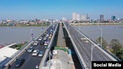 ទិដ្ឋភាព​នៃ​ស្ពានមិត្តភាពកម្ពុជា-ជប៉ុន​ (ជ្រោយចង្វារទី១)​ ដែល​ត្រូវបាន​ជួសជុល​ក្រោម​ការ​ឧបត្ថម្ភដោយ​រដ្ឋាភិបាលជប៉ុន។ (រូបថត៖ ហ្វេសប៊ុកក្រសួងសាធារណការនិងដឹកជញ្ជូន)