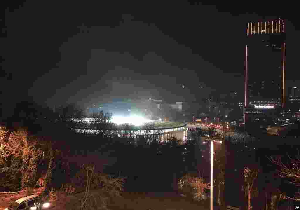 Two loud explosions have been heard near the newly built Besiktas football stadium in Istanbul and witnesses at the scene said gunfire could be heard in what appeared to have been an armed attack on police, Dec. 10, 2016.