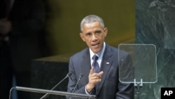 美国总统奥巴马在2014年联合国大会气候峰会上讲话