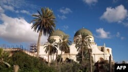 This photo shows Benghazi's landmark cathedral in the center of the eastern Libyan coastal city on Jan. 13, 2021. Libya negotiations hosted by the United Nations have resumed in Geneva.