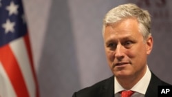 FILE - U.S. national security adviser Robert O'Brien speaks during a press conference on the sidelines of the 35th Association of Southeast Asian Nations summit in Nonthaburi, Thailand, Nov. 4, 2019.