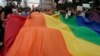Le drapeau LGBT lors d'une manifestation en Equateur, le 29 juin 2019. 