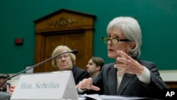 Health and Human Services Secretary Kathleen Sebelius testifies on Capitol Hill in Washington, Dec. 11, 2013, before the House Energy and Commerce Committee. 
