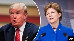 جین شهین، سناتور دموکرات (راست) و دونالد ترمپ، رییس جمهور ایالات متحده