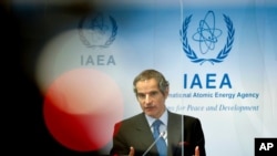 라파엘 그로시 국제원자력기구(IAEA) 사무총장이 7일 오스트리아 빈에서 기자회견을 했다.