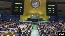 联合国投票通过谴责美国对古巴实施经济禁运，美国和以色列投反对票。（2018年11月1日）