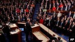 President Donald Trump delivers his State of the Union address to a joint session of Congress on Capitol Hill in Washington,Feb. 5, 2019. 