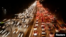 Brazil, with an 85 percent urban population, is making aggressive moves to implement public transport. This photo shows a typical traffic jam in Sao Paulo.