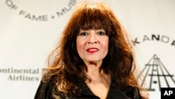 FILE - Ronnie Spector appears in the press room after performing at the Rock and Roll Hall of Fame induction ceremony on March 15, 2010, in New York. Spector died Jan. 12, 2022, at age 78.