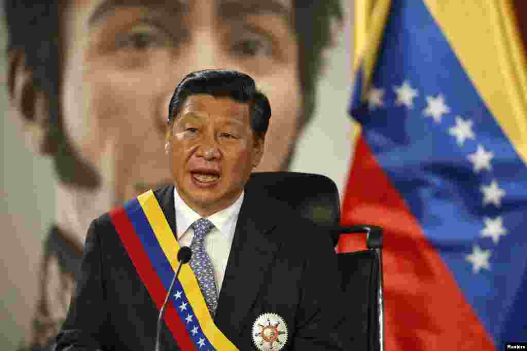 Chinese President Xi Jinping attends a meeting with Venezuelan President Nicolas Maduro (not pictured) at Miraflores Palace in Caracas, July 20, 2014.