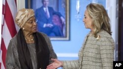 Liberian President Ellen Johnson Sirleaf (left) with Secretary Clinton Jun 8, 2012