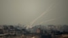 Smoke trails of rocket fired by Palestinian militants from Gaza Strip towards Israel, October 24, 2012. 