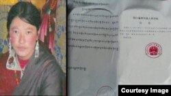 Dolma Tso, one of three Tibetans sentenced on murder charges in China's Sichuan province in connection with the December 3 immolation of Konchok Tseten.