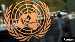 纽约联合国总部外的联合国标识