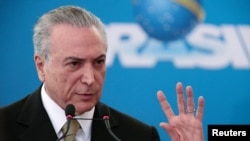FILE - Brazilian President Michel Temer, in office just three weeks, is already facing divisions within his alliance in Congress, with some lawmakers promising to water down the fiscal reforms.