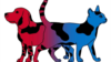 Ilustracija: Pas i mačka u bojama republikanaca i demokrata.