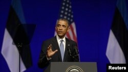 Predsednik Obama govori u koncertnoj dvorani Nordeau u Talinu u Estoniji, 3. septembra 2014. 