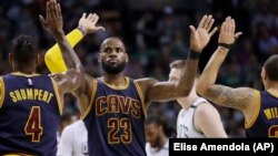 LeBron James of the Cleveland Cavaliers is playing in the NBA Finals for the seventh year in a row. (AP Photo/Elise Amendola)