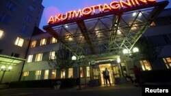 Rumah Sakit Universitas Uppsala di Swedia, di mana seorang pasien dirawat atas dugaan ebola. 