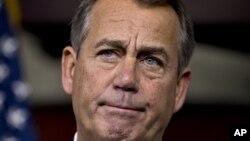 Speaker of the House John Boehner, R-Ohio, speaks to reporters about the fiscal cliff negotiations at the Capitol in Washington, Dec. 21, 2012.