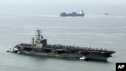 미국의 핵 추진 항공모함인 '니미츠호'.